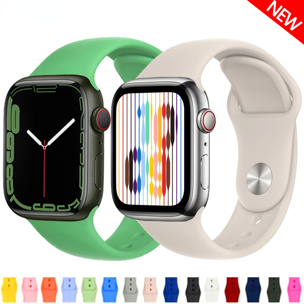 สายนาฬิกา 1PCS Replacement Soft Silicone Strap For Apple Band 49mm 45mm ...