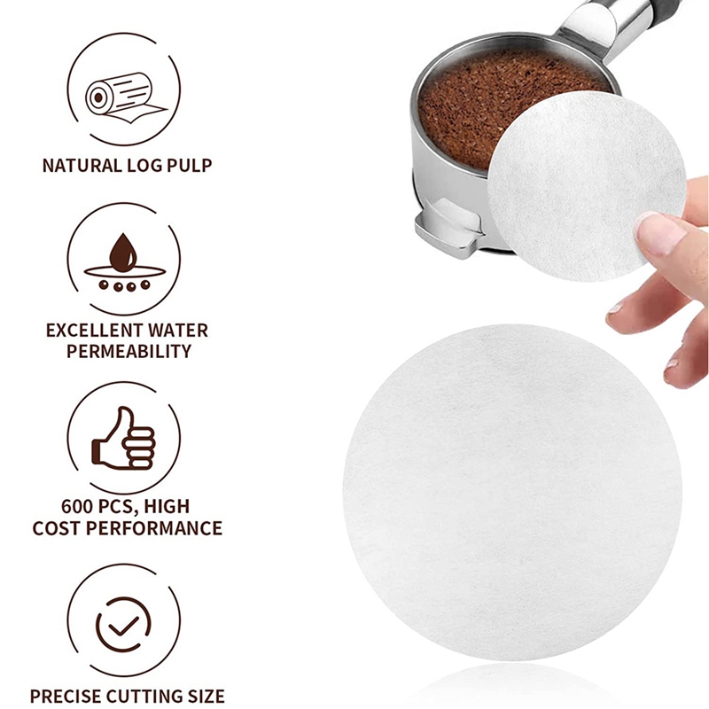 Coffee Paper Filter for Espresso Coffee Maker 600 Pcs Unbleached Espresso Filter Puck Screen 51mm