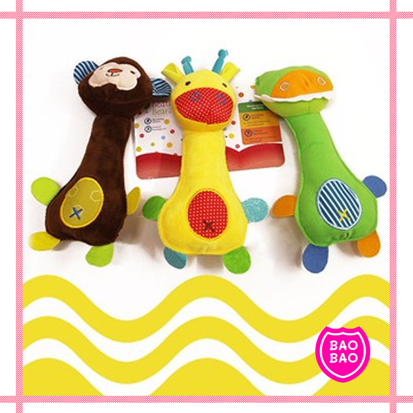 BAOBAOBABYSHOP - ตุ๊กตาจับเขย่าแล้วจะมีเสียงกรุ๊งกริ๊ง บีบมีเสียงช่วยเสริมสร้าง และกระตุ้นพัฒนาการ ( Safari Squeeze Me Rattle Toy )