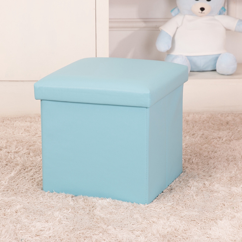 Square Pure Color Folding Chair Foot Rest Stool Seat Creative Sofa Foot Stool Pouffe Folding Toys Chest