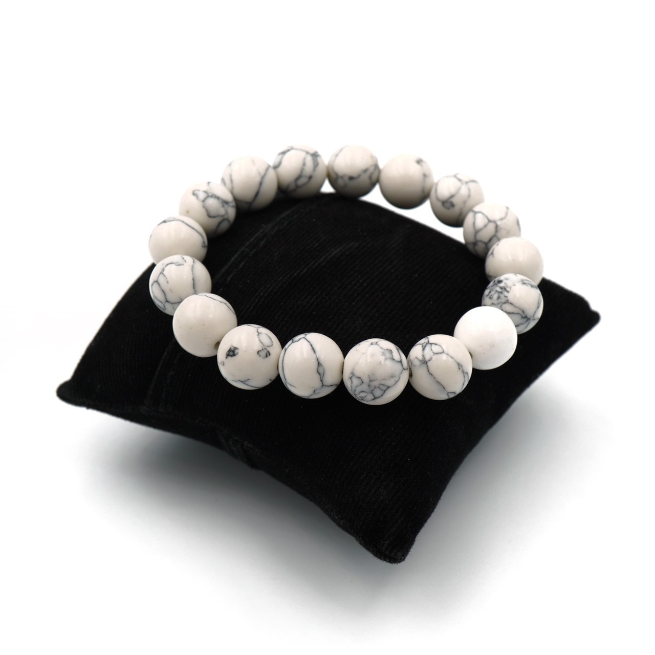 HOWLITE หินฮาวไลท์ หินใจเย็น ขนาด 10 มม. สร้อยข้อมือหินแท้ by siamonlineshop