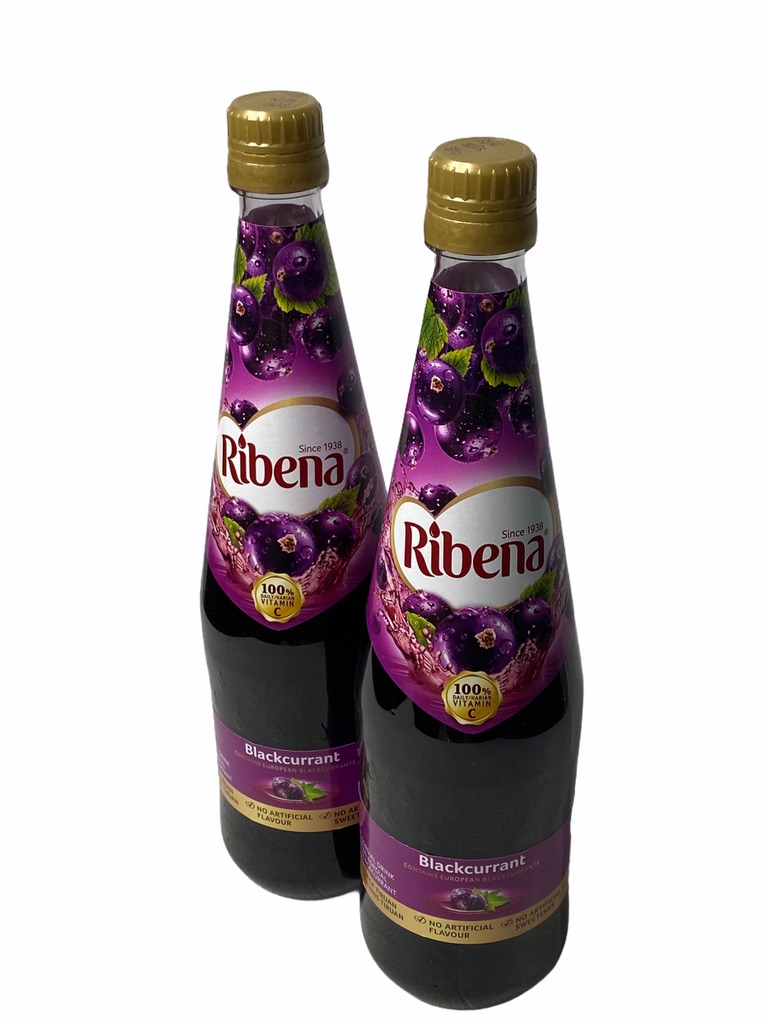 Ribena Black Currant Fruit  Cordial Drink 1 Litre ลิตร สินค้านำเข้าจากมาเลเซีย 1SETCOMBO/จำนวน 2 ขวด/บรรจุปริมาณ 2 Litreลิตร ราคาพิเศษ สินค้าพร้อมส่ง