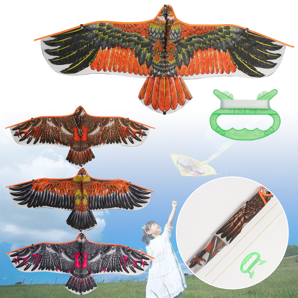 JUZHUFEI Outdoor Sports DIY Family Trips 30 Meter Kite Line 1.1m Kite Toy Flat Eagle Flying Bird
