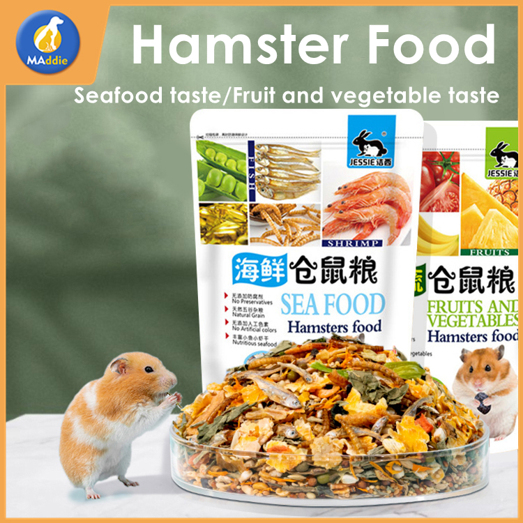 Maddie อาหารหนูแฮมเตอร์ อาหารหนูแฮมสเตอร์ รสทะเลและผักผลไม้  Hamster Food 400 g. LI0282