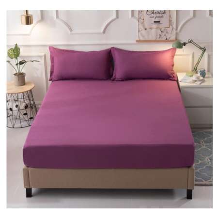 ผ้าปูที่นอนกันน้ำ สีม่วง ผ้าปูที่นอน กันเปื้อน กันฉี่ สำหรับเตียง KING SIZE