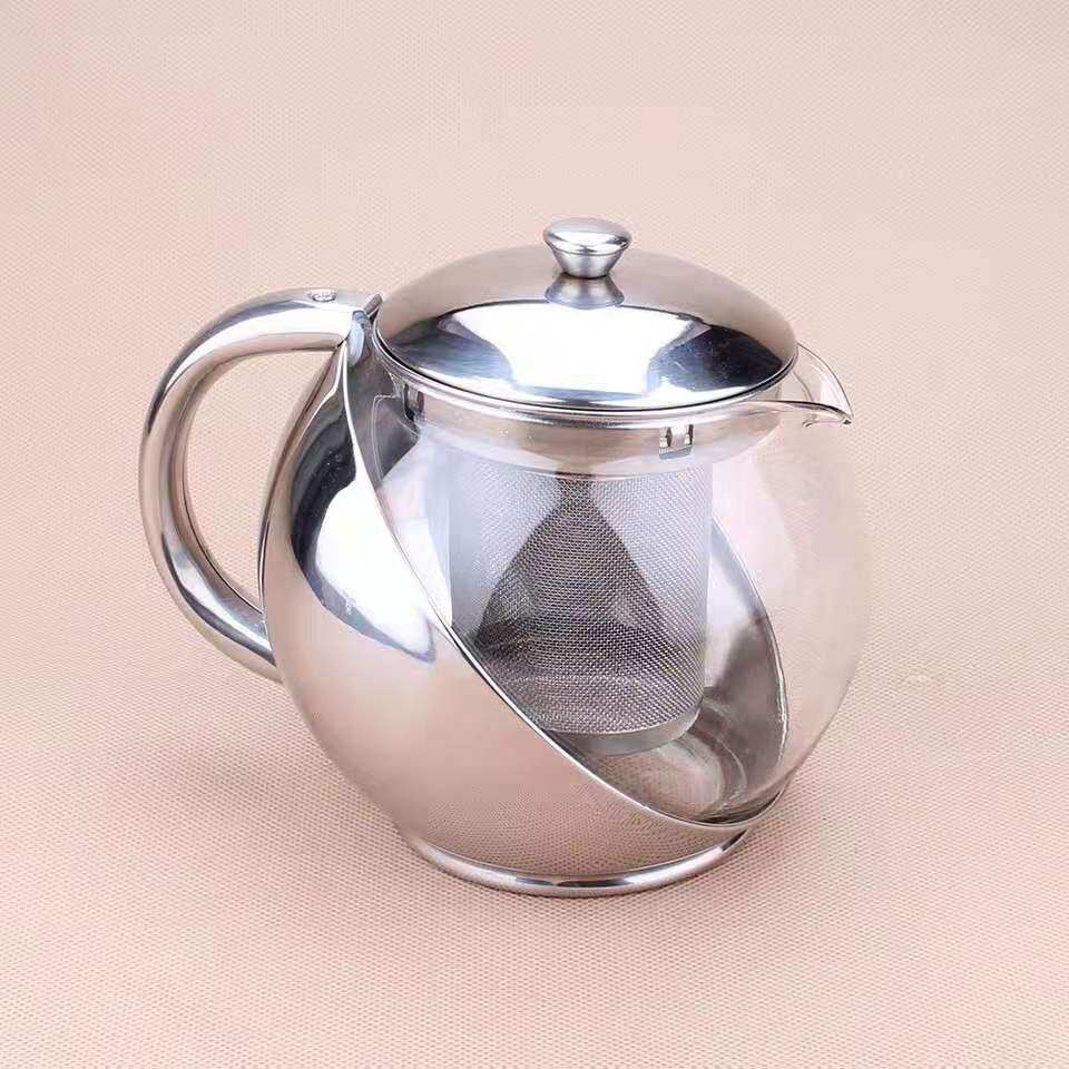 พร้อมส่ง กาชงชา กาน้ำ กาน้ำชา กาน้ำชาพร้อมใส้กรอง กาน้ำร้อน กาน้ำทรงกลม กาน้ำชาสแตนเลส 900ML