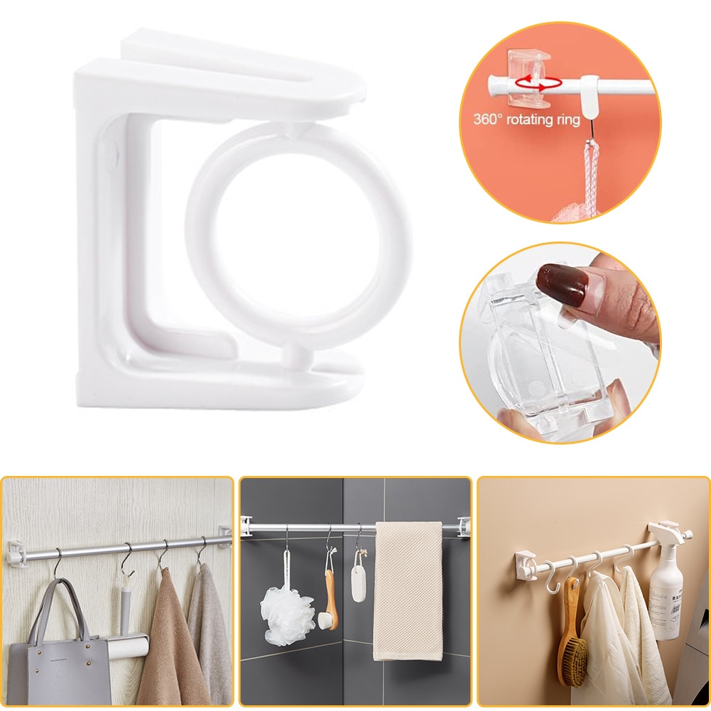 2Pcs Curtain Rod Bracket Hooks Rotatable Adjustable Clear Wall Bracket ...