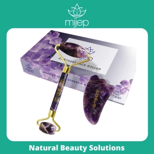 ภาพหน้าปกสินค้าAmethyst Roller & Gua Sha - Stg Premium Qy Natural Stone Facial G and Face Massager Tools. ที่เกี่ยวข้อง