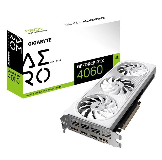 Gigabyte GeForce RTX 4060 AERO OC 8G Graphics Card, 3X WINDFORCE
