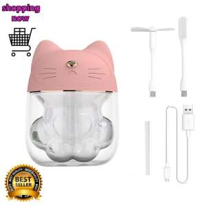 SHOPPING NOW Cat claw humidifier เครื่องพ่นไอน้ำ + พัดลม + โคมไฟ 3in1 กลิ่นหอม เครื่องพ่นอโรม่า เครื่องเพิ่มความชื้นในอากาศ เครื่องฟอกอากาศ แบบพกพา Mini Home Office Car ที่มีสีสัน USB เครื่องทำความชื้นตัวสร้างไอน้ำกับไฟกลางคืนฟังก์ชั่น  เครื่องฟอกอากาศ