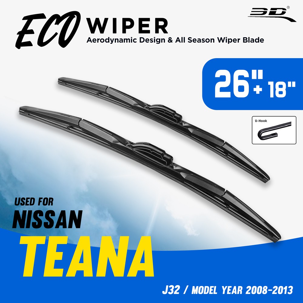 !!สินค้าขายดี!!  ใบปัดน้ำฝน ECO NISSAN TEANA ปี 2008-2013 เฉพาะรุ่น ขนาด 26+18 นิ้ว* ราคาถูก ที่ ปัด น้ำ ฝน ใบ ปัด น้ำ ฝน ที่ ปัด น้ํา ฝน รถยนต์ ก้าน ปัด น้ำ ฝน