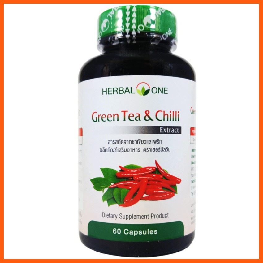 Sale ชาเขียวและพริก สกัด อ้วยอัน Green Tea & Chilli Extract Herbal One 60 Cap. X 1 Bottle ชาและสมุนไพร