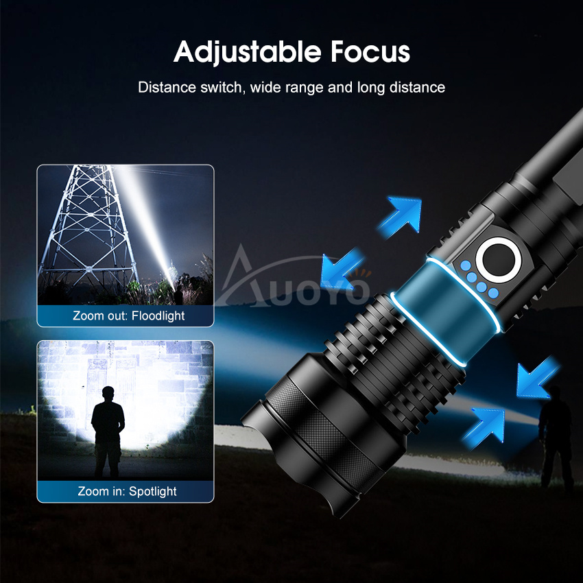 Auoyo Imitate P50 Strong Light Portable Multi-function Flashlight Remote Display Charging Waterproof Outdoor Flashlight Camping Outdoor Lamp Outdoor Waterproof Torchlight