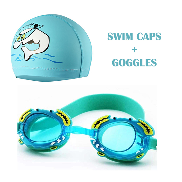 ชุดอุปกรณ์ แว่นว่ายน้ำ สำหรับเด็ก Swim Goggles Set for Kids มีหมวกว่ายน้ำ + แว่นว่ายน้ำ ครบชุด