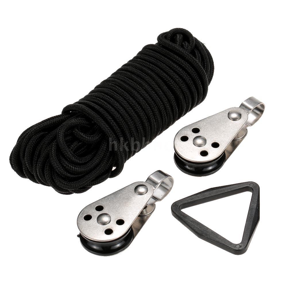 mTop Kayak Canoe Anchor Trolley Kit System Pulley Cleat Pad eyes with