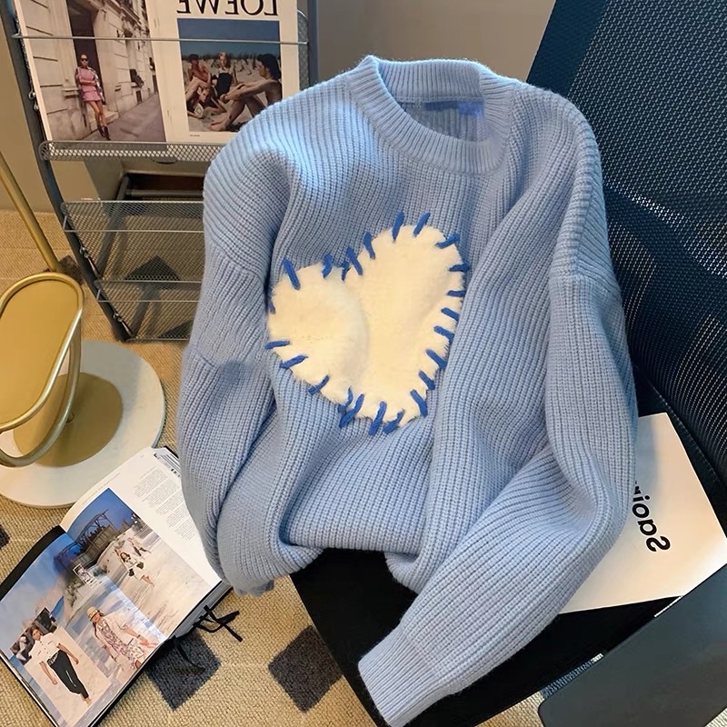 Over Rose (พร้อมส่ง) เสื้อแขนยาว เสื้อหนาว sweater แบบสวม คอกลม แฟชั่น ...