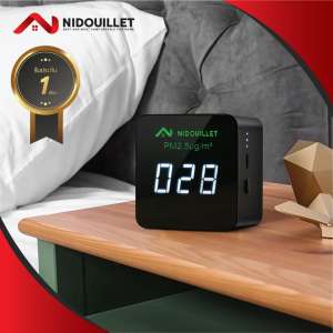 Nidouillet Mini PM2.5 detector จอภาพคุณภาพอากาศพกพาพร้อมจอแสดงผล OLED สีดำ