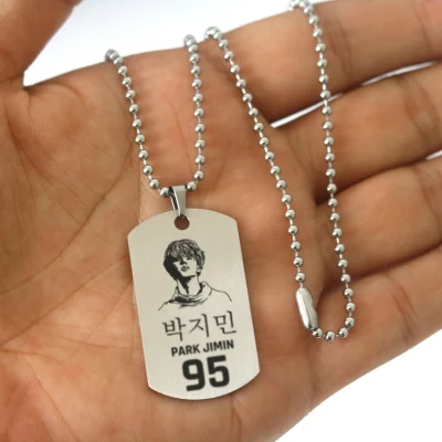 Kpop Army Tag Pendant Necklace Trend 2021 Stainless Steel Bangtan Boys Photo Name Birthday Necklace Fashion Punk Jewelry BTS 779