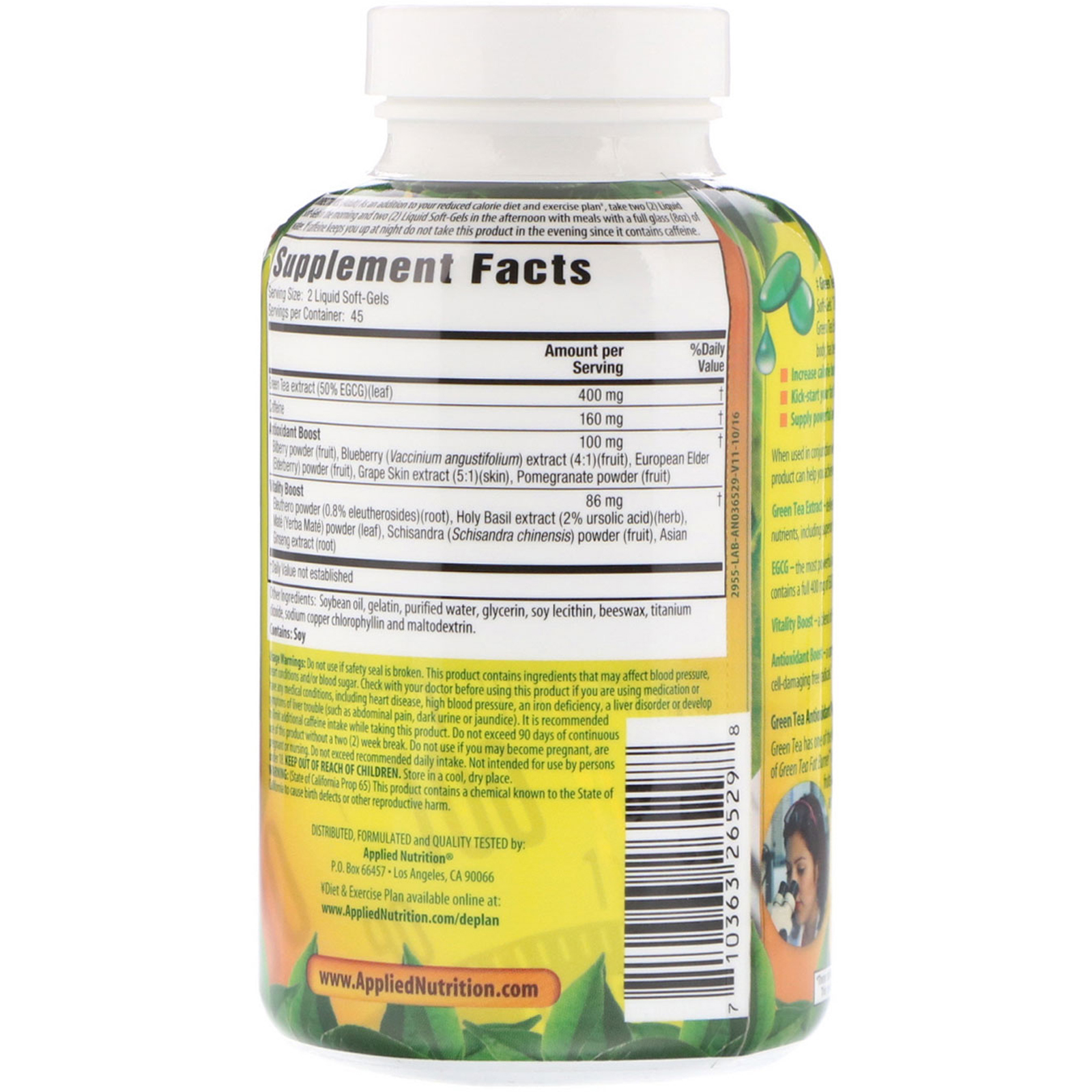 [Exp01/2023] สกัดจากชาเขียว appliednutrition Green Tea Fat Burner 30/90