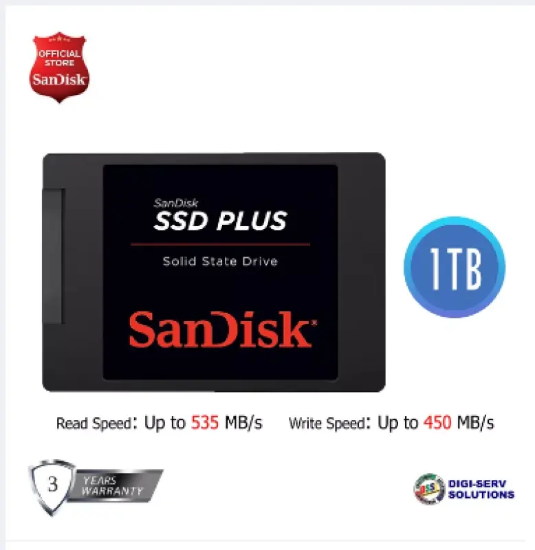 ภาพสินค้าSanDisk SSD ULTRA 3D NAND 2.5" SATA Solid State Drive Max. 535MB/s (120GB/240GB/480GB/1TB)เหมาะสำหรับโน๊ตบุ๊คและเดสก์ท็อปรับประกัน 3 ปี จากร้าน CM-IT บน Lazada ภาพที่ 1