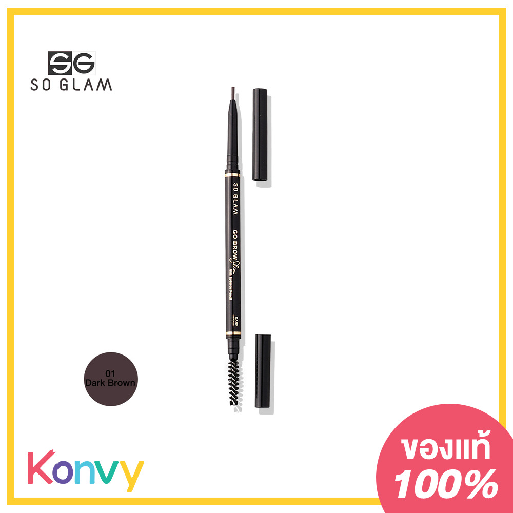 So Glam Go Brow Slim Slim Eyebrow Pencil 0.27g #01 Dark Brown