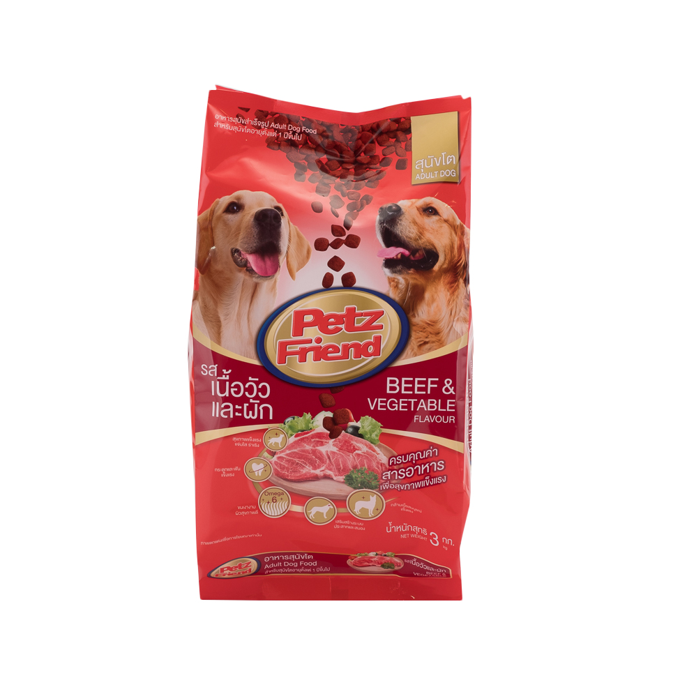 เพ็ทส์เฟรนด์ อาหารสุนัขโต รสเนื้อวัว 3 กก./Pet Friend, Adult Dog Food, Beef Flavor 3 kg.