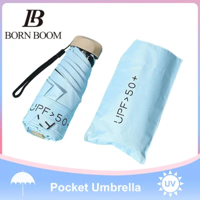 BornBoom Sun Umbrella Mini Pocket Umbrella Sunscreen Anti-UV Five Folding Umbrella Rain Sun Portable Travel Umbrella Sunny and Rain Dual-use