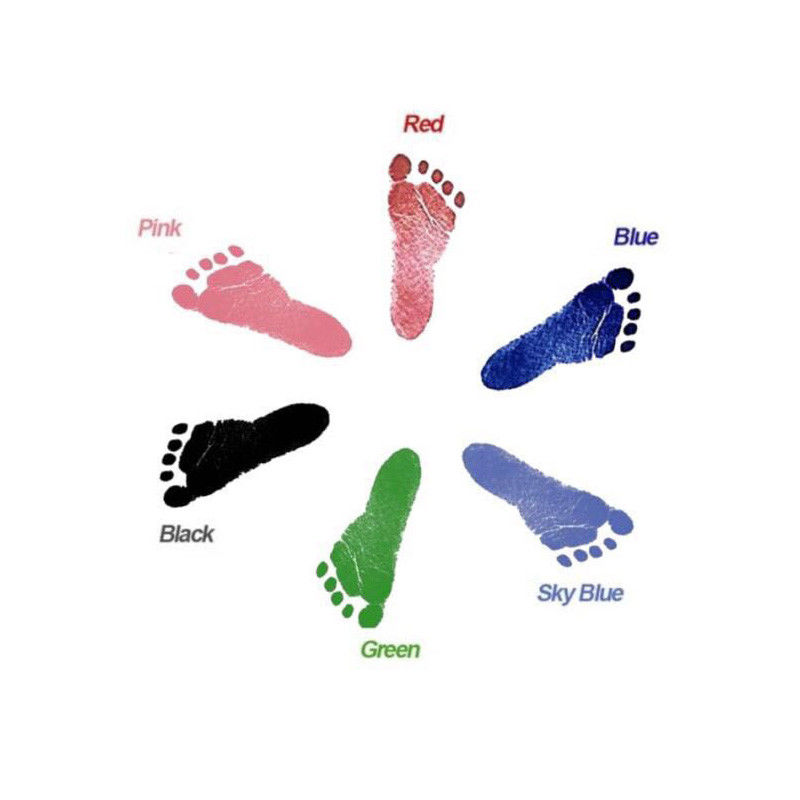 ชุดงานฝีมือ แผ่นพิมพ์หมึก มือเท้าเด็กๆ ที่สนุกสำหรับลูกน้อยมือและรอยพระพุทธบาท   Fun DIY Keepsake Craft Kit for Baby Childs Handprint and Footprint  สีวัสดุ Black