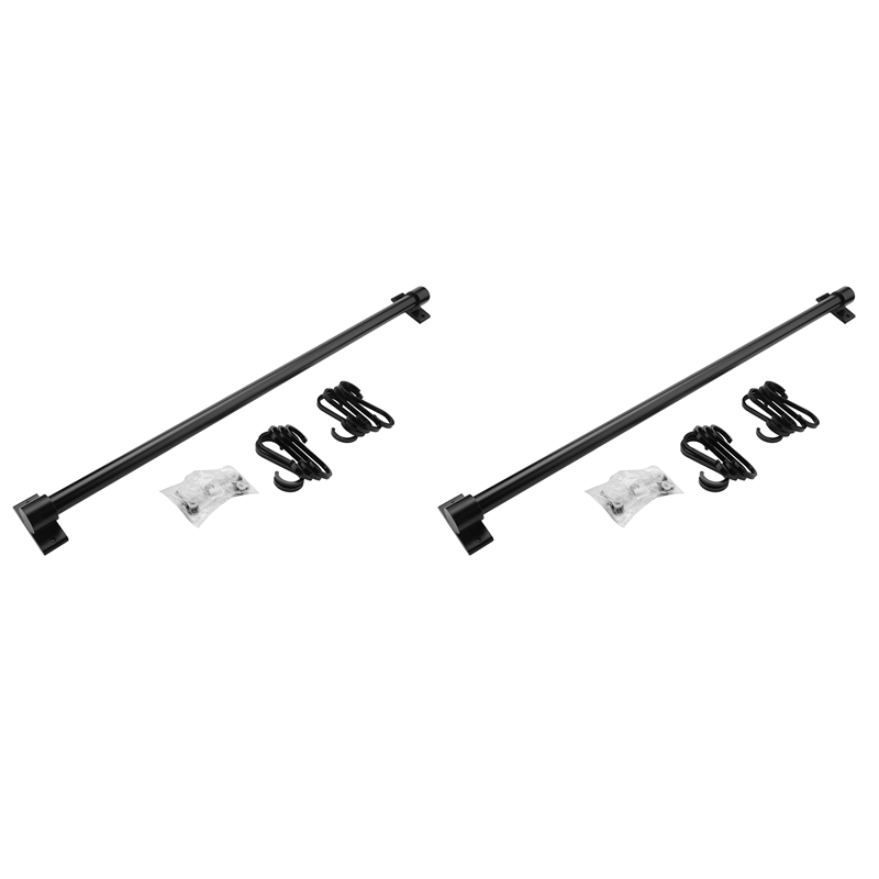 2X Black 10 Hooks Wall Hanging Rail Rack Kitchen Utensil Wall Mounted