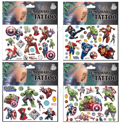 Disney Marvel Anime Avengers Toy Tattoo Stickers Spiderman Iron Man Hulk Cartoon Figure Children Waterproof Stickers Kids Gift