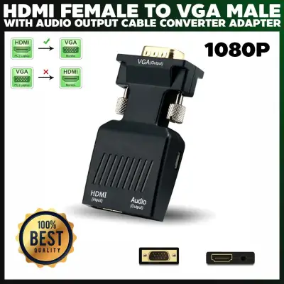 HDMI Female to VGA Male Converter+Audio Adapter Support 1080P Signal Output (Black)