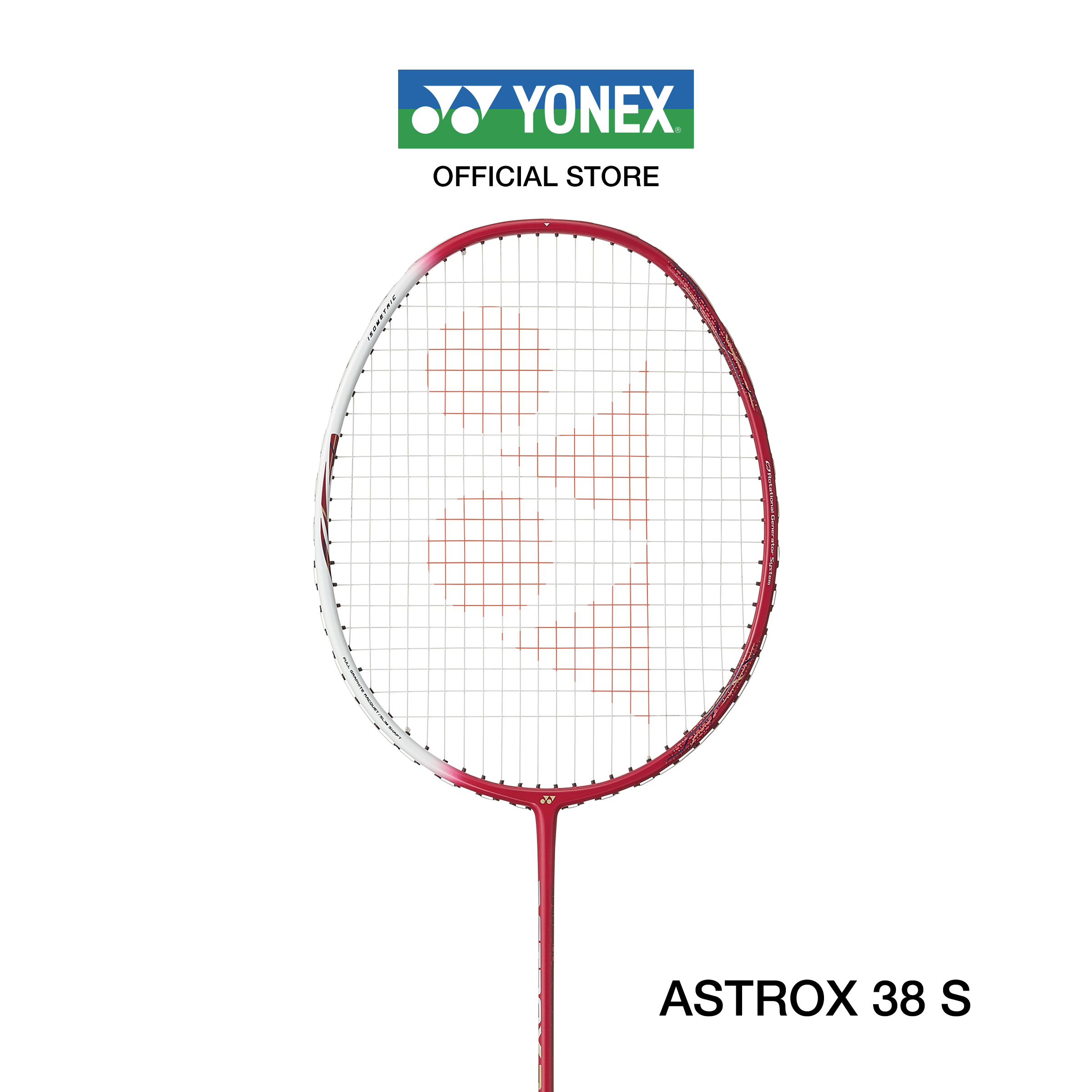 YONEX ไม้แบดมินตัน รุ่น ASTROX 38S น้ำหนัก 83g (4U G5) ไม้หัวหนัก ก้านแข็ง สำหรับผู้เล่นที่ชอบเล่นเกมเร็ว แถมเอ็น BG65