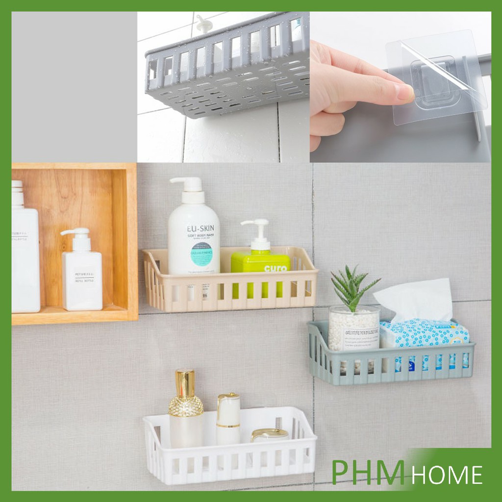 ﹉☌  Shelf ตะกร้าวางของในห้องน้ำ ติดผนังเอนกประสงค์ รุ่นไม่ต้องเจาะ รับน้ำหนัก Bathroom Basket