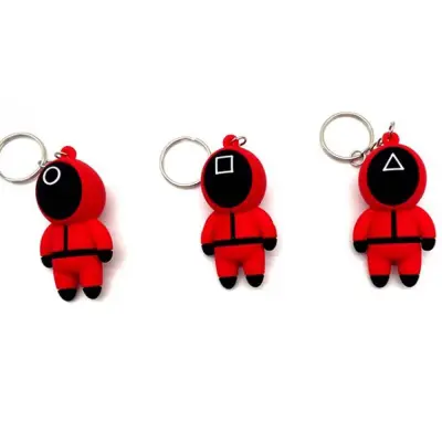 OVERCO Gifts Keychain Car Accessories Pendant Mini Doll Key Chains 3D Key Rings Squid Game