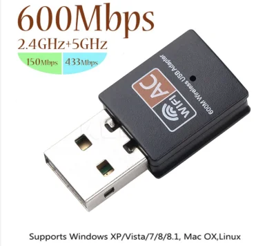600Mbps Dual Band 2.4G / 5G Hz Wireless Lan USB PC WiFi อะแดปเตอร์ 802.11AC