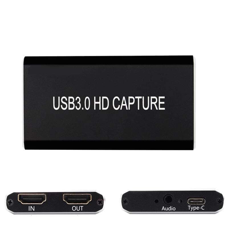 การ์ดจับภาพวิดีโอ HDMI USB 3.0 ประเภท C, HD 1080P 60fps เกมเครื่องบันทึกวิดีโอสำหรับ PS3 PS4 ทีวีกล่อง Twitch OBS YouTube สดสตรีมมิ่ง