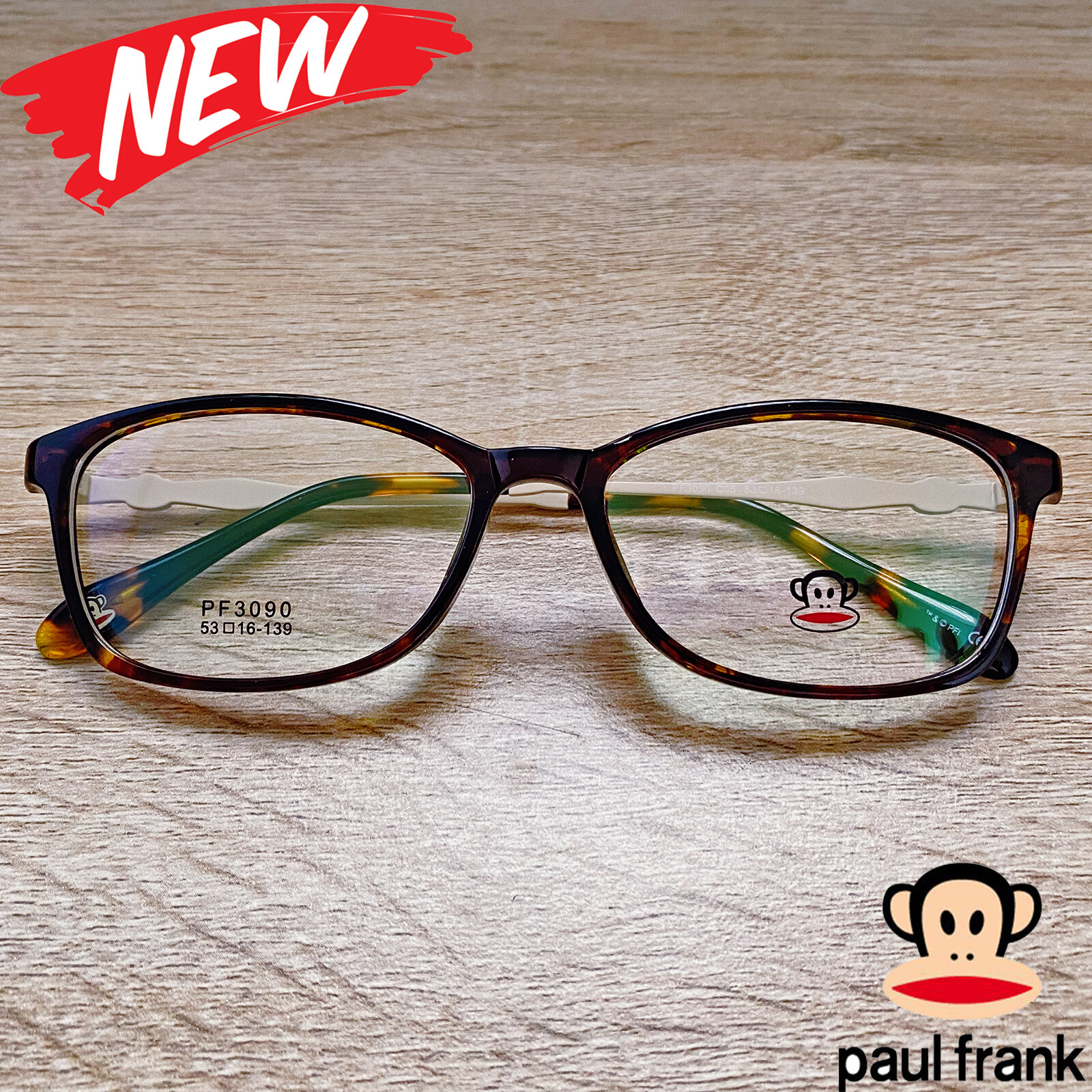 แว่นตาสำหรับตัดเลนส์ กรอบแว่นตา Fashion รุ่น Paul Frank 3090 สีน้ำตาล กรอบเต็ม ทรงรี ขาข้อต่อ TR 90 รับตัดเลนส์ทุกชนิด ราคาถูก