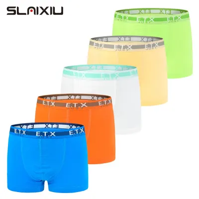 SLAIXIU 5-Pack Kids Underwear Boys Boxer Briefs Cotton Children Panties Solid Color Design