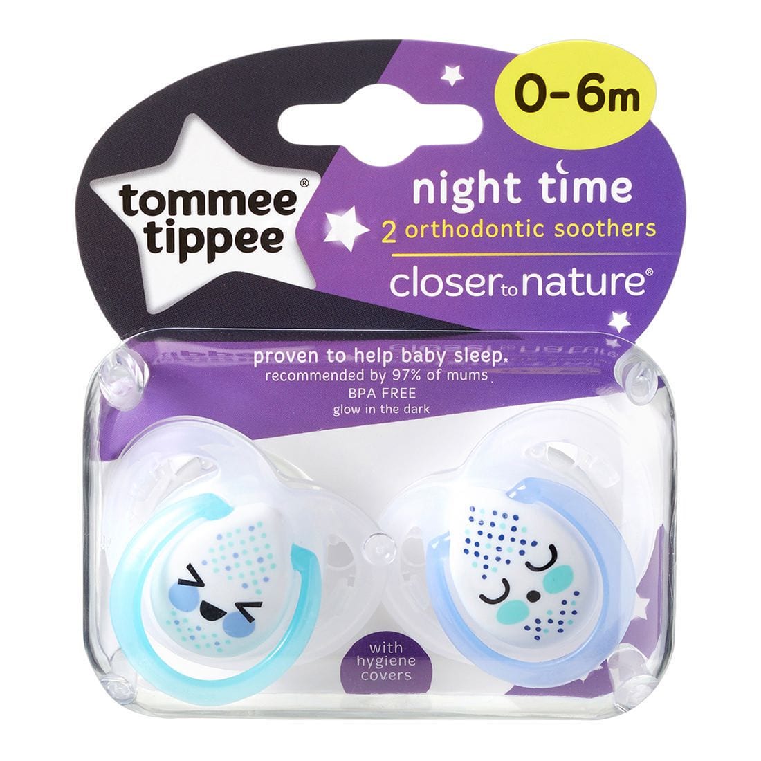 แนะนำ ใหม่! จุกหลอก Tommee Tippee Closer to Nature รุ่น Night Time 0-6 เดือน มีกล่องกันฝุ่น