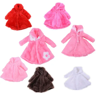 PINGZ Doll Accessories Winter Warm Wear Pink Fur Coat Clothes For 1/6 BJD Doll Dolls
