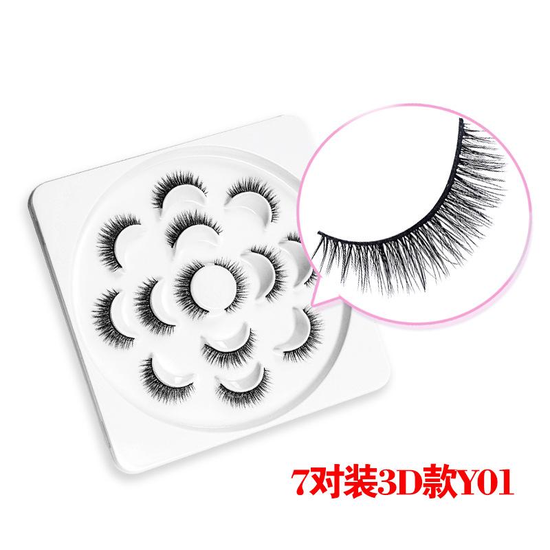 COSWEET Reusable False Eyelashes 3D Handmade 7 Pairs Set Natural Look Thicken Crossed Cluster Easy To Use