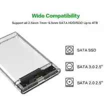 ภาพขนาดย่อของภาพหน้าปกสินค้ากล่องใส่ HDD กล่องใส่ฮาร์ดดิสก์แบบใส USB 3.0 SATA 2.5 กล่องใส่ฮาร์ดดิส ส่งถ่ายข้อมูลได้รวดเร็ว มีไฟ LED กล่องใส  Harddisk SSD 2.5 inch USB3.0 แรง Hard Drive Enclosure D75 จากร้าน PhoneAcc_Thai บน Lazada ภาพที่ 1