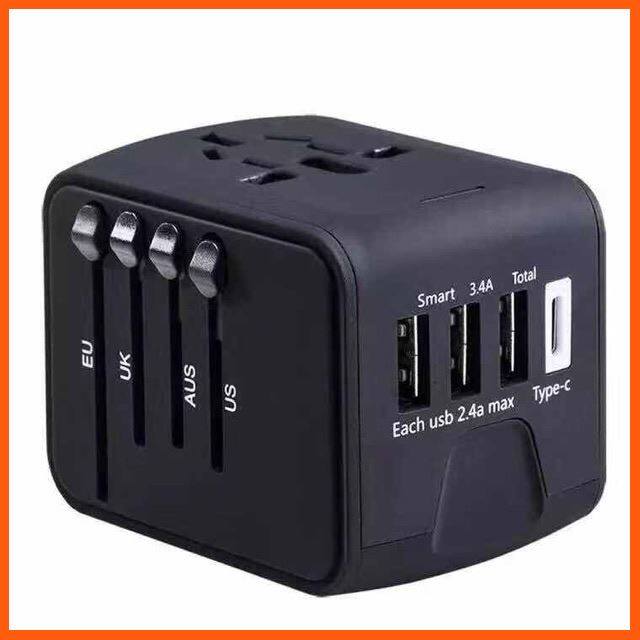 ✨✨#BEST SELLER?? ปลั๊กทั่วโลก Travel Adapter - 3 USB + 1 Type C in One Travel Charger with UK/US/AUS/EU Plugs อุปกรณ์จัดเก็บข้อมูล (STORAGE & MEMORY CARD ) STORAGE MEMORY CARD อุปกรณ์จัดเก็บข้อมูล Memory Card เม็มโมรี่การ์ด Compact Flash