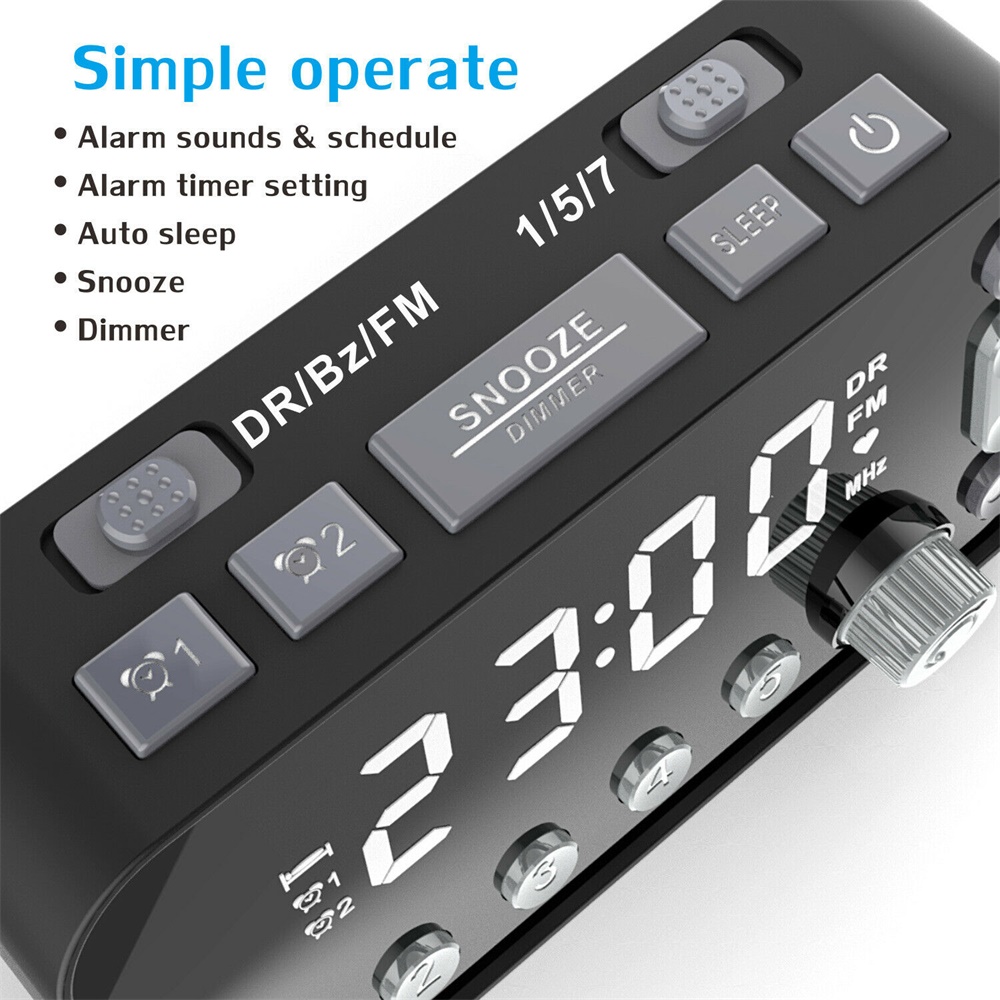 DAB+FM Radio Clock Alarm LED Digital Sleep Bedside Dual Timer Large