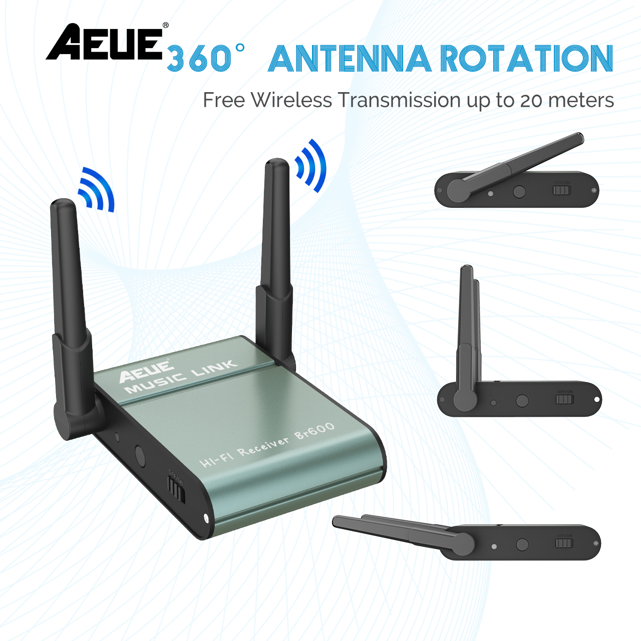 AEUE BR600 Bluetooth อุปกรณ์รับสัญญาณบลูทูธ Wireless Audio Receiver Sound เบสแน่น เสียงดี รับสัญญาณมากกว่า 20 เมตร