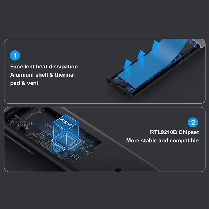 M2 SSD Case Black M2 SSD Case NGFF SATA SSD Disk Box NGFF 5Gbps SATA Protocol M.2 to USB 3.1 Gen1 SSD Adapter for NGFF SATA SSD Disk Box M.2 SSD Case