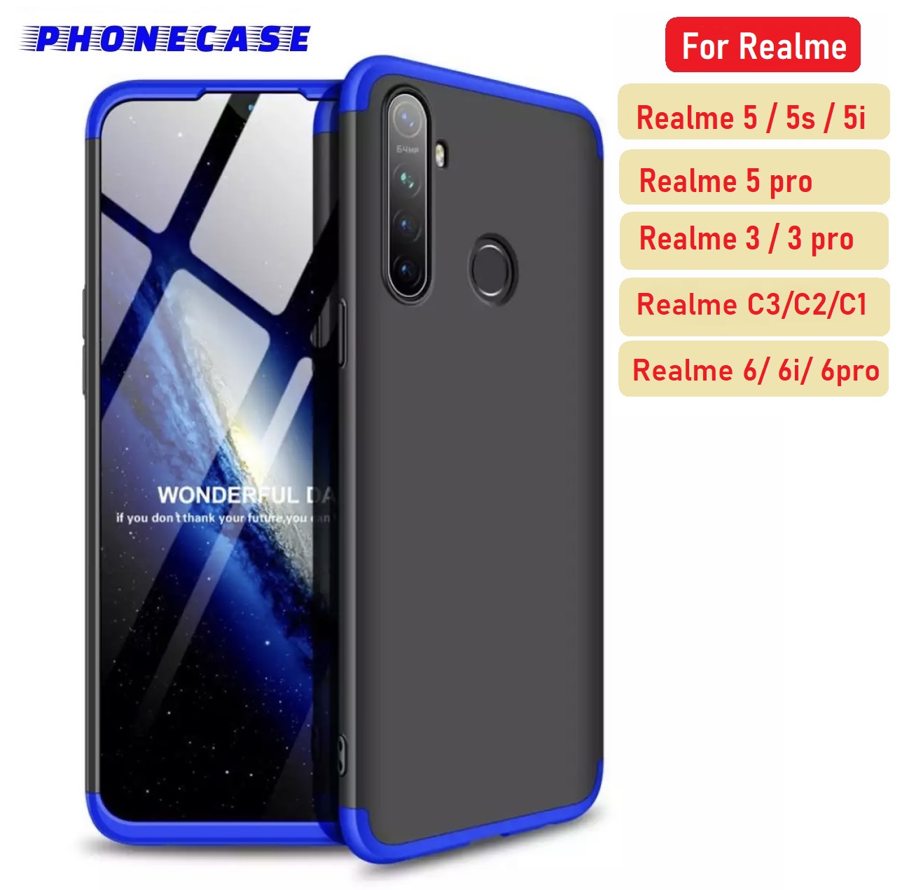 ❌รับประกันสินค้า❌ GKK Case Realme 6i Realme 6pro Realme 3pro Realme 5 Realme 5s Realme 5i Realme 5pro เคส GKK ของแท้ 100% Three-paragraph 360 Degree เคสประกบ เคสหัวท้าย เคส360 เคสกันกระแทก เคสมือถือ เคสpc เคสพีซี PC Protective Case Back Cover สินค้าใหม่ สี ดำขอบน้ำเงิน สี ดำขอบน้ำเงินรูปแบบรุ่นที่ีรองรับ Realme 6pro