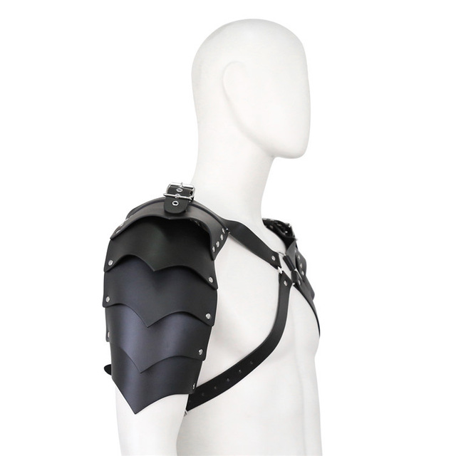 Fancy Sexy Men Faux Leather Shoulder Armor Top Chest Harness Body