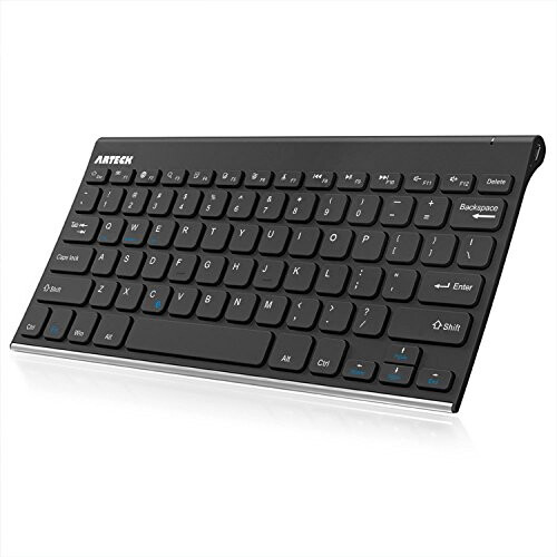 Arteck HB030B Universal Slim Portable Wireless Bluetooth 3.0 7-Colors Backlit Keyboard with Built in Rechargeable Battery Black