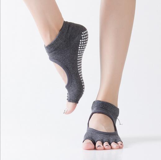ถุงเท้าโยคะ ถุงเท้าฟิสเนส  ถุงเท้ากันลื่น แบบไม่มีนิ้วเท้า Yoga Socks without Toes Open Toed Pilates Socks Toeless Exercise Socks